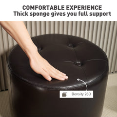 HOMCOM 360√Ç¬∞ Swivel Foot Stool Round PU Footstool with Thick Sponge Padding and Solid Steel Base, Brown