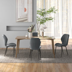 HOMCOM Set of Four Flannel Relaxed Tub Dining Chairs - Dark Grey