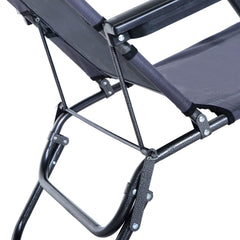 Outsunny 2 Pieces 2 in 1 Sun Lounger Folding Reclining Chair Garden Outdoor Camping Adjustable Back with Pillow, Grey