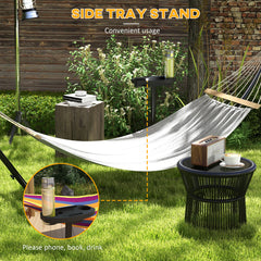 Outsunny 9.4ft Hammock Stand with Side Tray Stand, Steel Frame Hammock Net Stand, for String-style, Brazilian-style, Flat-style, Rope-style Hammocks, Black