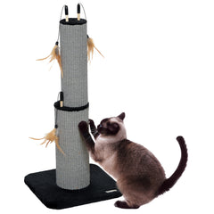 PawHut 78cm 2-in-1 Cat Scratching Post with 3 Toy Feathers, Black