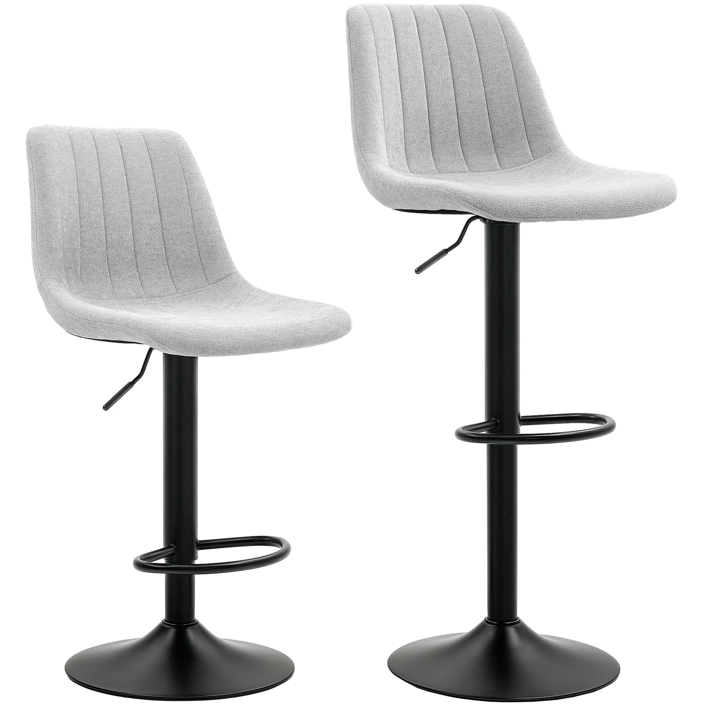 HOMCOM Set of Two Chenille-Feel Tub Bat Stools - Grey