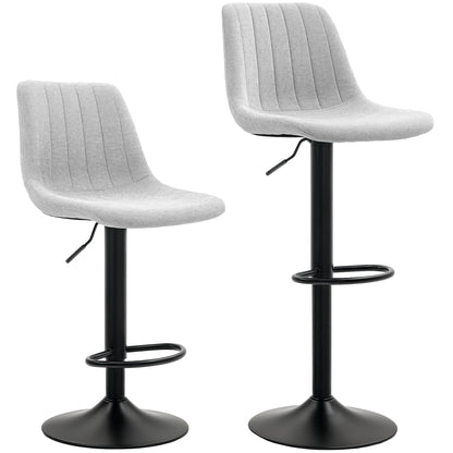HOMCOM Set of Two Chenille-Feel Tub Bat Stools - Grey