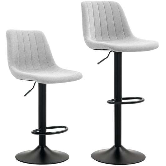HOMCOM Set of Two Chenille-Feel Tub Bat Stools - Grey