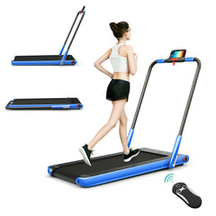 Folding Treadmill with LED Display Bluetooth Speaker-Blue