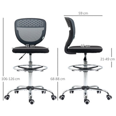 Vinsetto Drafting Chair, Swivel Office Draughtsman Chair, Mesh Standing Desk Chair with Adjustable Foot Ring, Armless, Grey