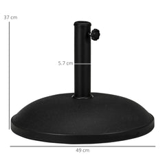 Outsunny 25kgs Round Parasol Base Concrete Umbrella Weight Stand Patio Outdoor Black Dia 49cm