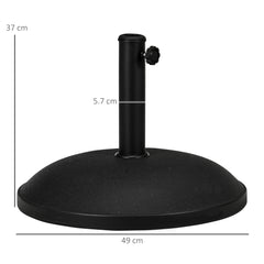 Outsunny 25 kg Parasol Base, Heavy Duty Concrete Patio Umbrella Stand with Adjustable Knob, 49 cm Round Garden Parasol Holder for 35 to 48 mm Poles, Black