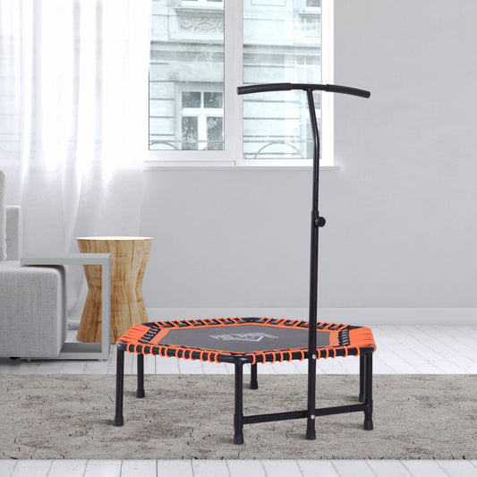 HOMCOM Mini Trampoline W/Adjustable Handle Bar - Black/Orange