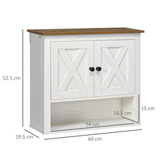 kleankin On-Wall Farmhouse Bathroom Storage Cabinet - White