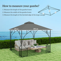 Outsunny 3x3(m) Replacement Gazebo Canopy, Double Tier Roof Top for Garden, Patio, Outdoor, Grey (TOP ONLY)