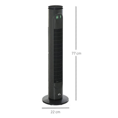 HOMCOM 30'' Freestanding Tower Fan, 3 Speed 3 Mode, 10h Timer, 70 Degree Oscillation, LED Light, 5M Remote Controller, Dark Grey