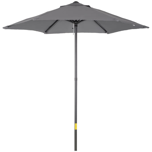 Outsunny 2m Garden Parasol Umbrella, Outdoor Sun Shade with 6 Sturdy Ribs for Balcony, Bench, Garden, Dark Grey