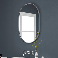 HOMCOM 60cm Aluminium Frame Round Bathroom Mirror - Silver Tone