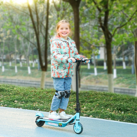 AIYAPLAY Electric Scooter for Kids Ages 6-14, with Dual Brakes, Flash Wheel and Colourful Light, Kids Electric Scooter E Scooter, Up to 12 KM/H & 10 KM, Blue