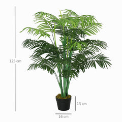 Outsunny 125cm/4FT Artificial Palm Plant Decorative Tree with Nursery Pot, Fake Plastic Indoor Outdoor Home Office D√É¬©cor, Green