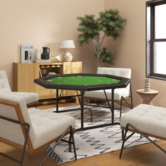 SPORTNOW 8 Player Folding Poker Table, Portable Octagon Blackjack Table with Cup Holders with Cup Holders, Padded Edge, Green