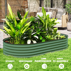 Outsunny Set of Two 181 x 93cm Steel Planters - Green