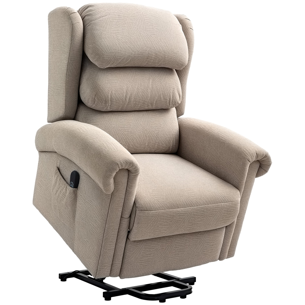 HOMCOM Power Lift Recliner Chair for Elderly, Velvet Electric Riser and Recliner Armchair for Living Room with Remote Control, 2 Side Pockets, Thick Padded Back, Khaki