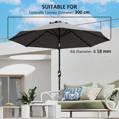 Outsunny 3 m Replacement Parasol Canopy with Top Vent, UPF 50+ Garden Parasol Replacement Canopy, 8 Rib Parasol Cover Replacement Fits Various Frames, Grey