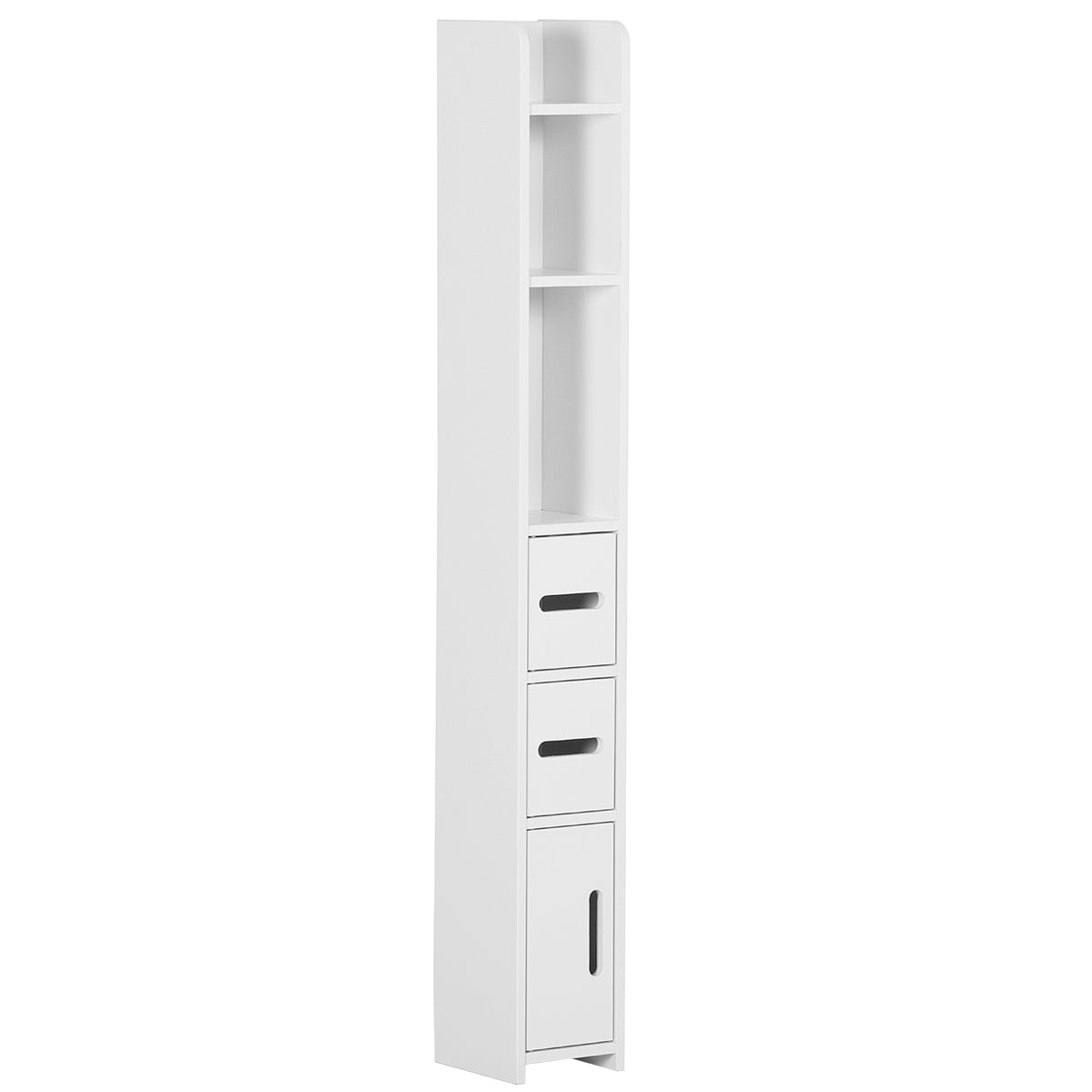 kleankin Modern Bathroom Storage Cabinet, Freestanding Tall Bathroom Cabinet with Open Shelves and 3 Cupboards with Door, for Bedroom Hallway, White