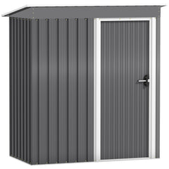 Outsunny 5 x 3ft Garden Storage Shed with Sliding Door and Sloped Roof Outdoor Equipment Tool, Light Grey