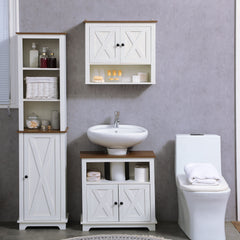 kleankin On-Wall Farmhouse Bathroom Storage Cabinet - White