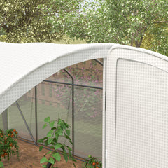 Outsunny Polytunnel Greenhouse Walk-in Grow House with UV-resistant PE Cover, Door, Galvanised Steel Frame, 4 x 3 x 2m, White