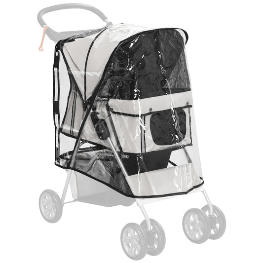 PawHut Dog Stroller Rain Cover, Cover for Dog Pram Stroller Buggy w/ Rear Side Entry