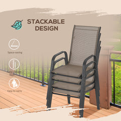 Outsunny Set of Four Stackable Mesh Seat Chairs - Grey