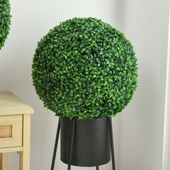 HOMCOM Set of Two Artificial Boxwood Balls Plants - Green