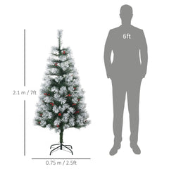 HOMCOM Indoor Christmas Tree Artificial Berry Xmas Decoration with Metal Stand and 184 Tips (5FT(150CM))