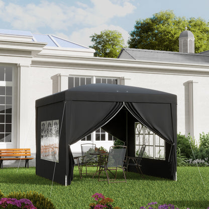 Outsunny 3 x 3(m) Pop Up Gazebo, Water and UV Resistant Party Tent Camping Canopy Marquee with Carry Bag, Black