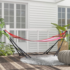 Outsunny Foldable Hammock Stand, Portable Hammock with Metal Frame, 2 in 1 Hammock Net Stand, Hammock Chair Stand with Carry Bag, Load Capacity 120kg, for Patio, Garden, Yard, Black