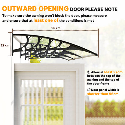Outsunny Front Door Canopy, Outdoor Awning, 303 x 96cm Rain Shelter for Window, Porch and Front/Back Door, Clear