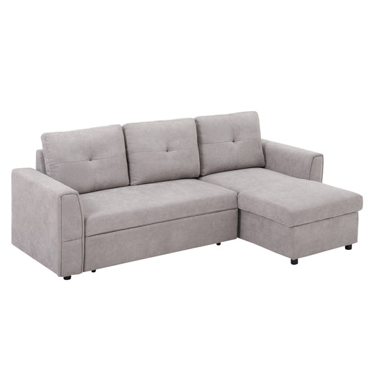 HOMCOM Linen-Look 'L' Storage Sofa Bed - Light Grey