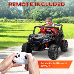 AIYAPLAY 24V 2 Seater Kids Electric Car with Remote Control, Suspension System, Slow Start, 3 Speeds, for 3-8 Years, Black