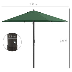 Outsunny 2.8m Garden Parasol Umbrella, Round Outdoor Market Table Umbrella Sun Shade Canopy, Green