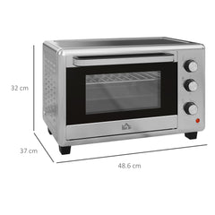 HOMCOM 30L 60-230√¢‚Äû∆í Mini Electric Oven, with Accessories - Silver Tone