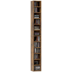 HOMCOM 204 CD Tall Narrow Media Storage Tower - Rustic Brown