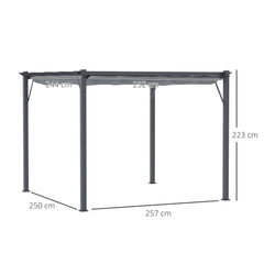 Outsunny 3 x 3 m Aluminum Gazebo, with Retractable Roof - Grey