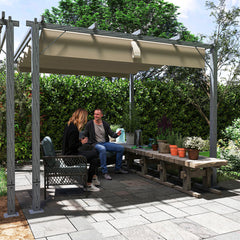 Outsunny 3 x 3 m Retractable Roof Pergola - Grey