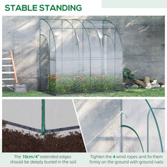 Outsunny Walk-In Greenhouse, Lean-to Small Greenhouse with Zipped Roll Up Doors, Tomato Greenhouse with Plastic Cover and Sloping Top for Flowers, Vegetables and Herbs, 214cm x 118cm x 212cm, Clear