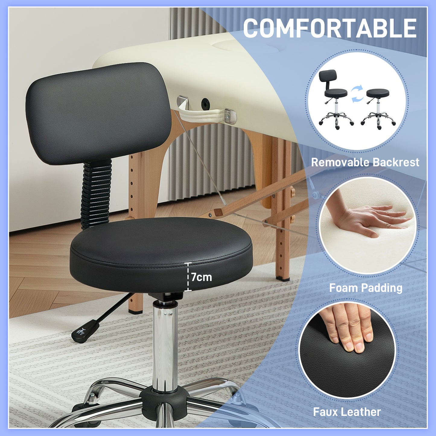 HOMCOM 360√Ç¬∞ Swivel Seat Salon Stool - Black