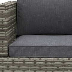 Outsunny Single Seater Rattan Chair Sofa with Padded Cushions, All-Weather PE Wicker Weave Garden Armchair with Armrests, Dark Grey