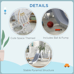 AIYAPLAY Space-Themed Kids Slide and Swing Set, with Basketball Hoop