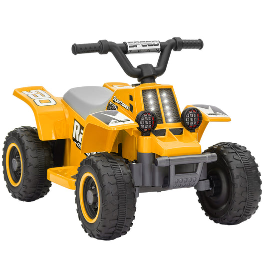 AIYAPLAY 6V Electric Quad Bike for Kids, Ride On ATV w/ Forward Backward, Headlights, for 18-36 Months, Yellow