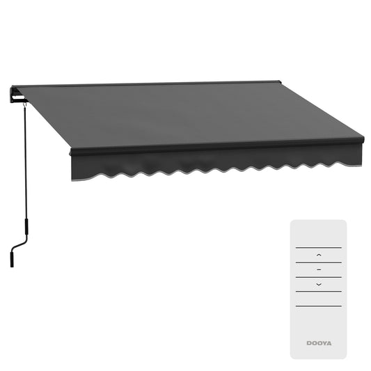 Outsunny 3 x 2m Aluminium Frame Electric Awning, with Remote - Dark Grey