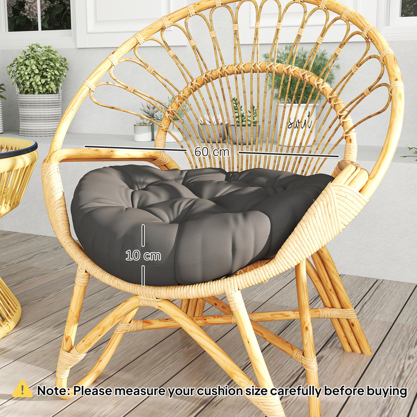 Outsunny Set of Two â60cm Outdoor Cushions - Dark Grey