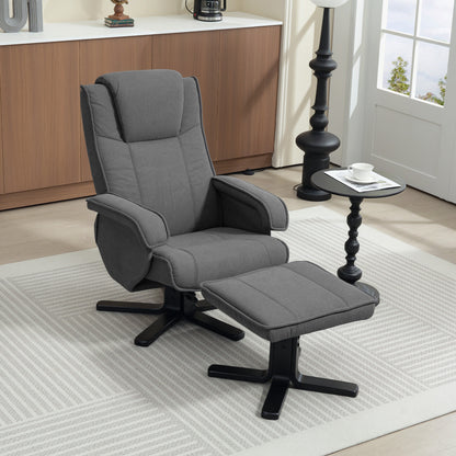 HOMCOM Rocker Swivel Recliner Chair with Footstool - Charcoal Grey Velvet